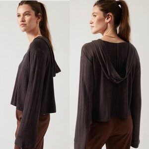Athleta Harmony Hooded boxy ribbed top Mahogany